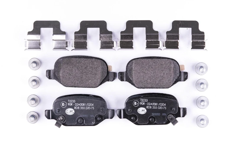 HELLA 8DB 355 020-751 Brake pad set - with acoustic wear warning - T2233 - for e.g. FIAT