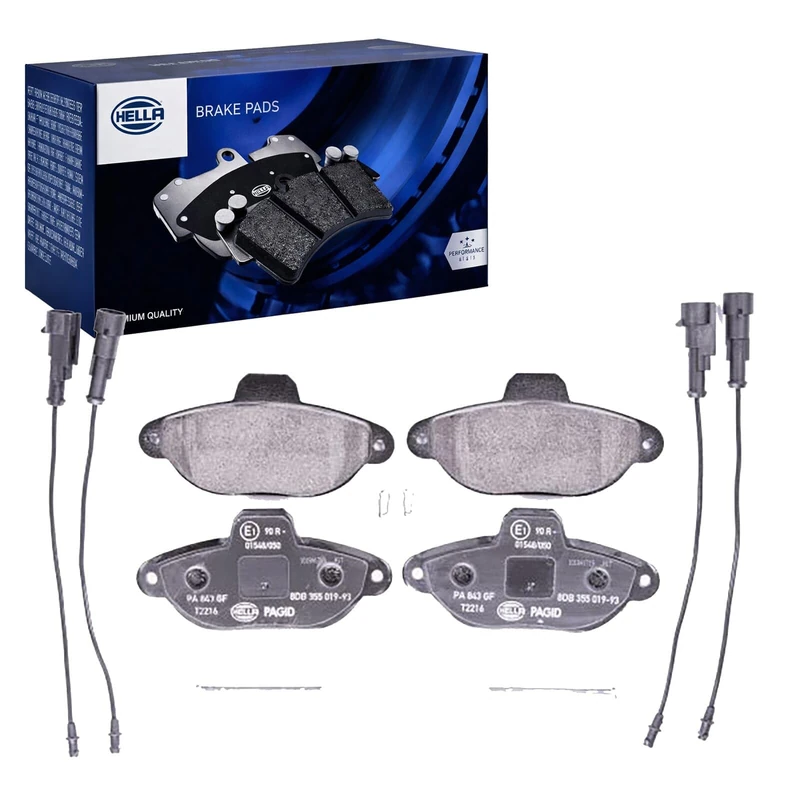 HELLA 8DB 355 019-931 Brake pad set - incl. wear warning contact - T2216 - for e.g. FIAT / FORD