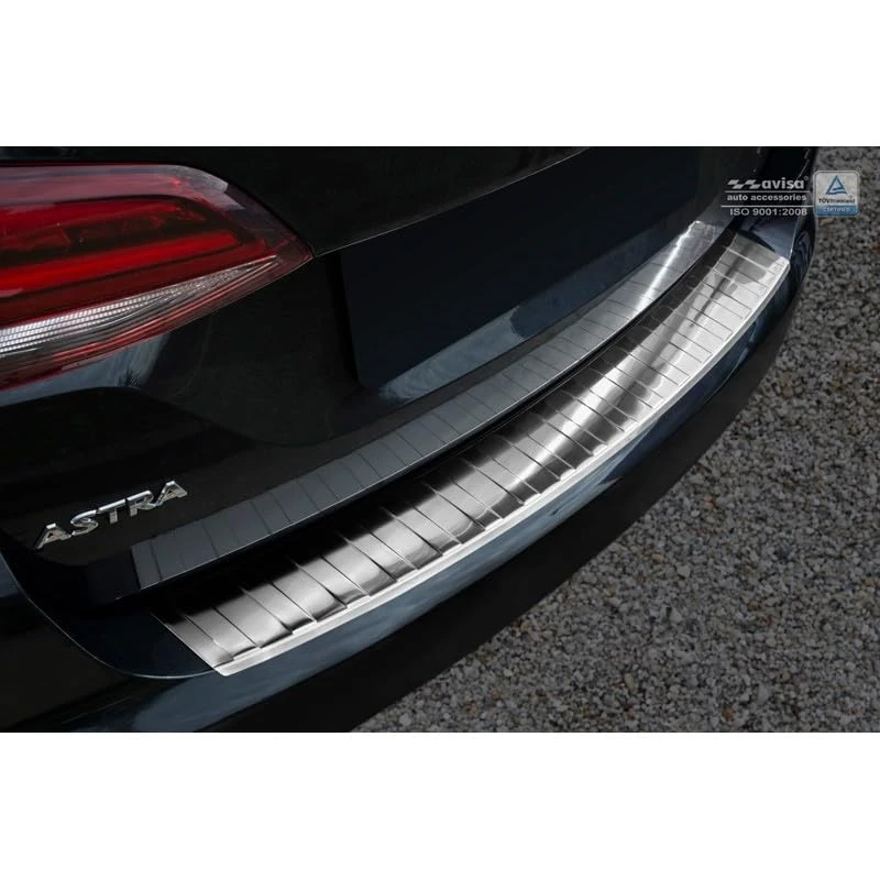 Avisa Stainless Steel Rear bumper protector compatible with Opel Astra K Sportstourer 2015-2022 'Ribs'