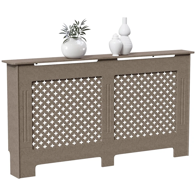 Vida Designs Oxford Radiator Cover Unfinished - Large - Traditional Cross Pattern Design For Optimal Heat Circulation - H82xW152xD19cm - Unpainted MDF Cabinet Ideal For Living Room & Hallway