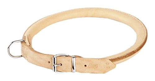 Dingo Soft Leather Collar for Dog in Round Shape Natural 12229