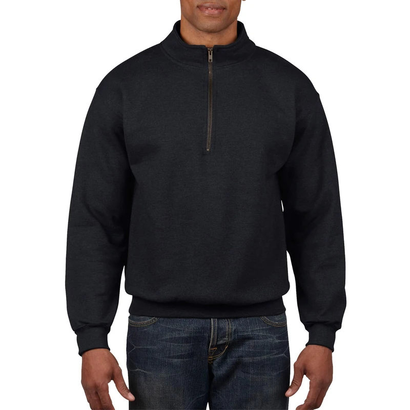 Gildan Men's Fleece Quarter-Zip Cadet Collar Sweatshirt, Style G18800 Shirt, Black, XL - Image 1