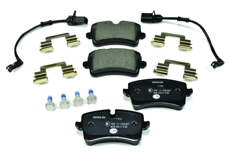 HELLA 8DB 355 015-201 Brake pad set - incl. wear warning contact - T1955 - for e.g. AUDI