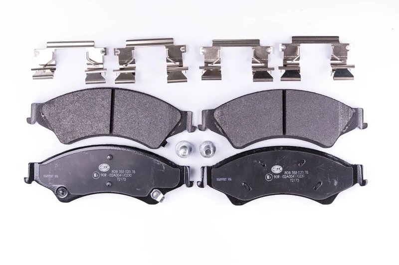 HELLA 8DB 355 020-781 Brake pad set - with acoustic wear warning - T2173 - for e.g. FORD / MAZDA / TROLLER