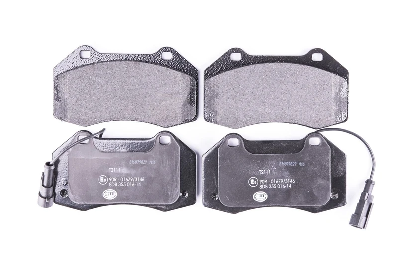 HELLA 8DB 355 016-141 Brake pad set - with integrated wear warning contact - T2111 - for e.g. ABARTH / ALFA ROMEO / FIAT - Image 1