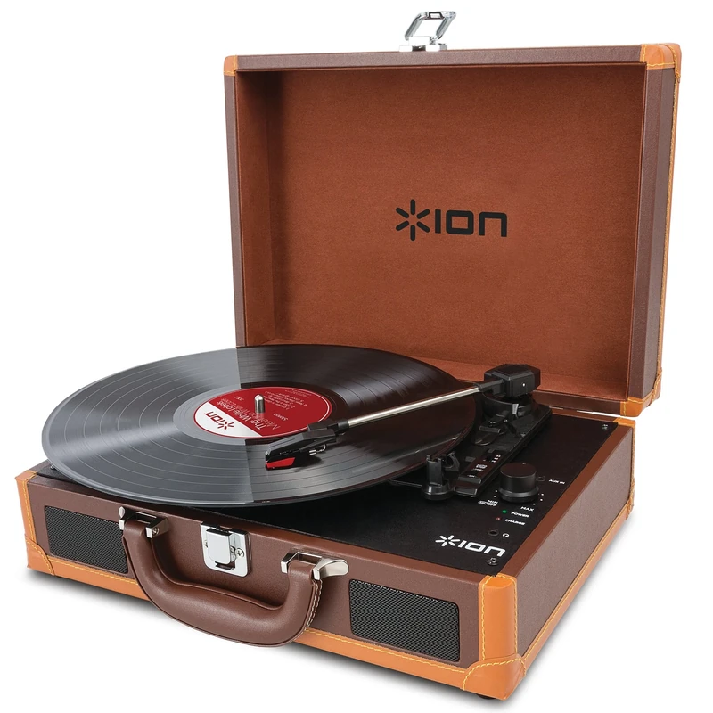 ION Audio Vinyl Motion Silver Portable Briefcase Style Turntable - Image 1