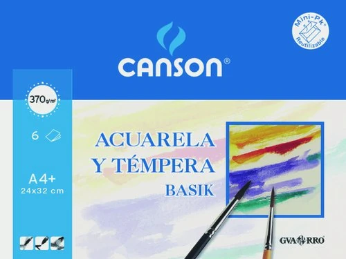 Canson A4 Watercolour Mini Sheet and Basik Gouache (Pack of 6) - Image 1