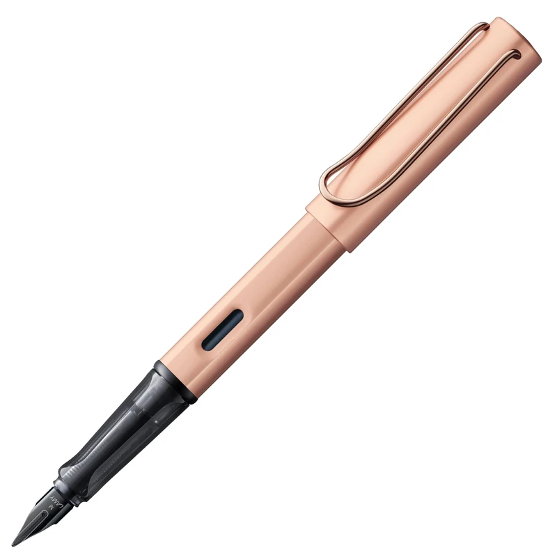 LAMY Lx rosegold fountain pen - PVD-coated nib & ergonomic grip - steel nib in size M - lightweight aluminum body – including LAMY T 10 blue ink cartridge & metal case – right-handed