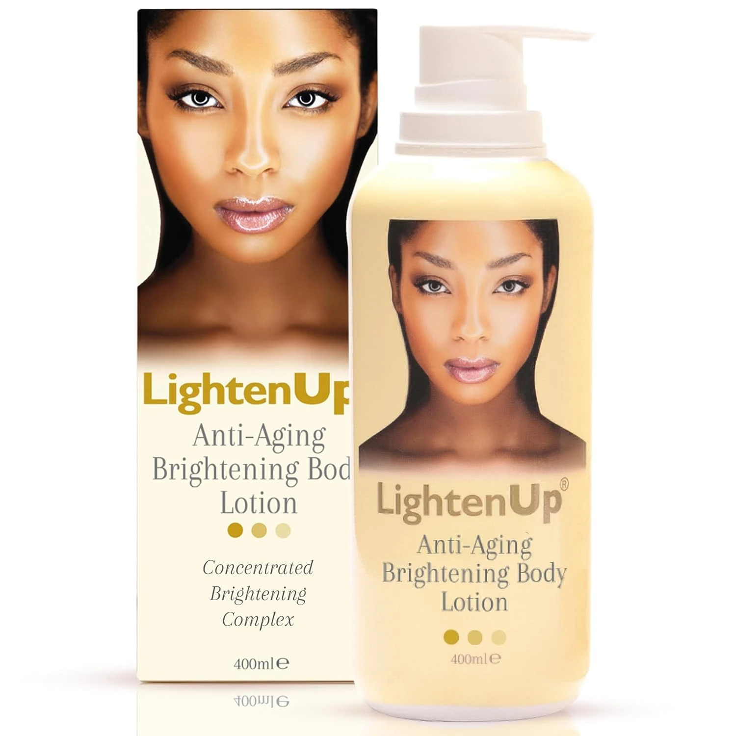 LightenUp, Anti-Aging Skin Brightening Body Lotion – 14fl oz / 400ml – For Body, Armpits, Elbows, Body Lotion, Moisturising Properties, with Argan Oil and Shea Butter