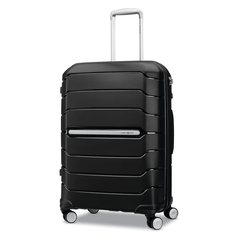 Samsonite Freeform Hardside Expandable with Double Spinner Wheels, Black, Checked-Medium 24-Inch