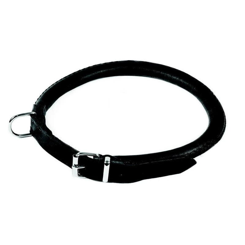Dingo Soft Leather Collar for Dog in Round Shape Black 12248