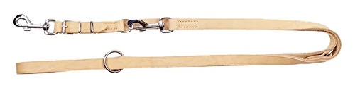 Dingo Soft Leather Dog Leash Adjustable 120-200 cm Handmade with a Swappable Clasp Natural 11128