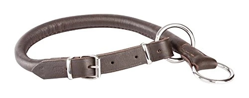 Dingo Tightened Dog Collar, Made of Soft Leather in Round Shape, Brown 12240