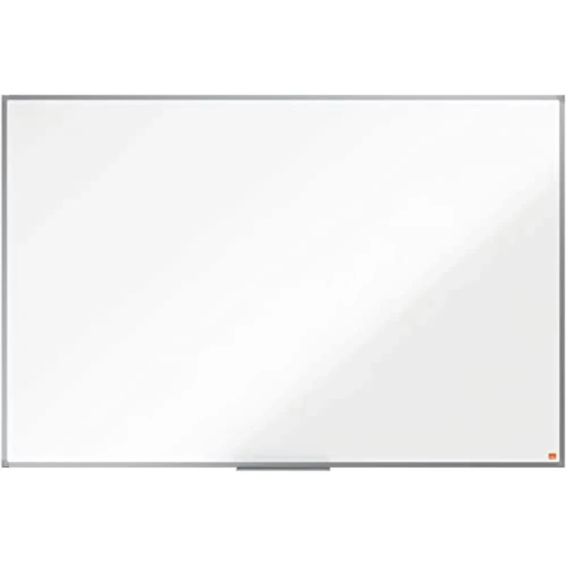 Nobo Steel Magnetic Whiteboard, 1500 x 1000mm, Aluminium Trim, Corner Wall Mounting, Includes Whiteboard Pen Tray, Essence Range, 150 x 100cm, White, 1905212