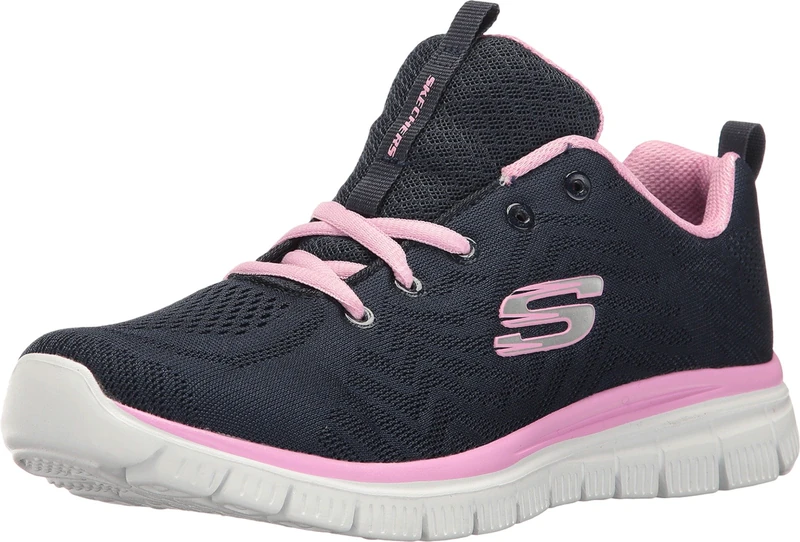 Skechers Women's Graceful Get Connected Sneaker, Navy Mesh Pink Trim, 5.5 UK