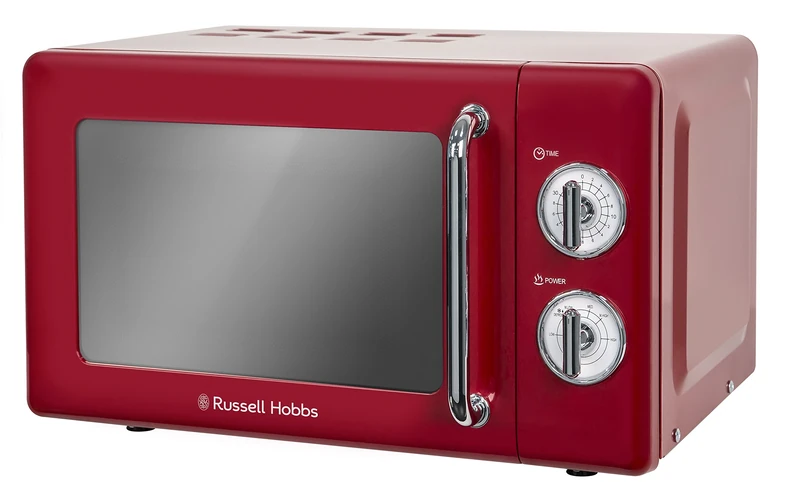 Russell Hobbs RHRETMM705R-N 17 L 700 W Red Compact Retro Solo Manual Microwave With 5 Power Levels, Timer, Defrost Setting, Easy Clean