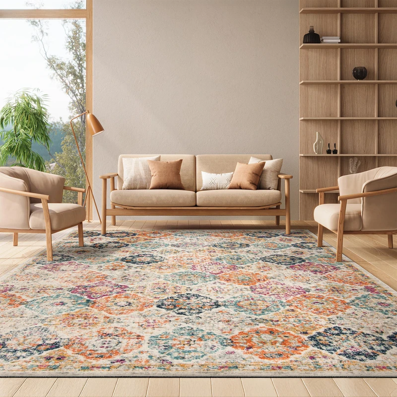 Safavieh Modern Chic Indoor Woven Rectangle Area Rug, Madison Collection, MAD611, in Cream / Multi, 244 X 305 cm for Living Room, Bedroom or Any Indoor Space - Image 1