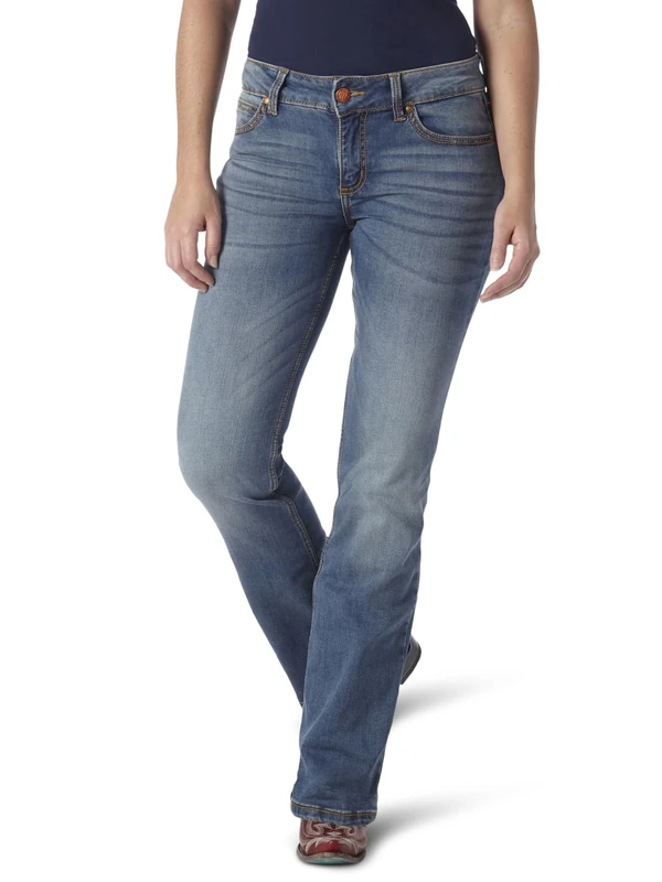 Wrangler Women's Retro Mid Rise Boot Cut Jean, Dark Blue, 7W x 32L