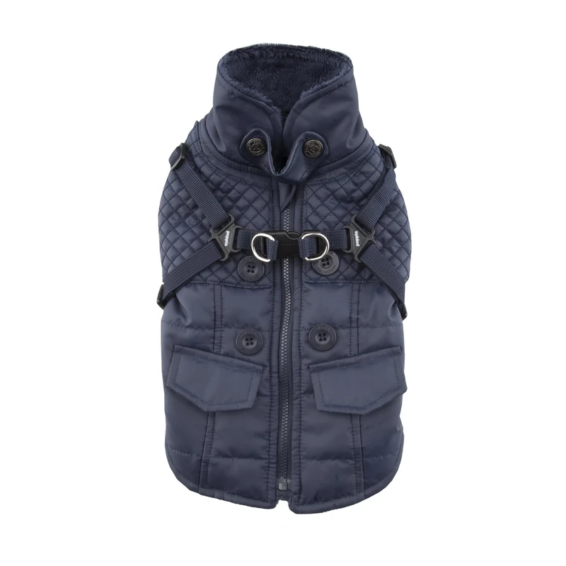 Puppia PAQD-VT1463 Wilkes Winter Coat, XL, Dark Blue