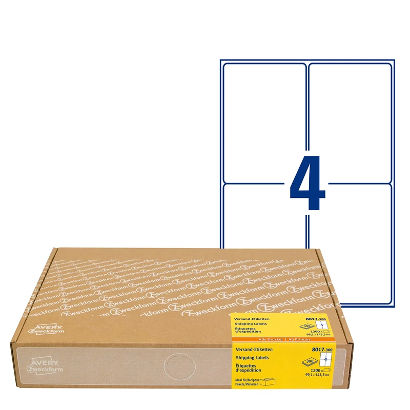 Avery Zweckform 8017 Labels 99.1 x 139 MM (A6), Pack of 1200)