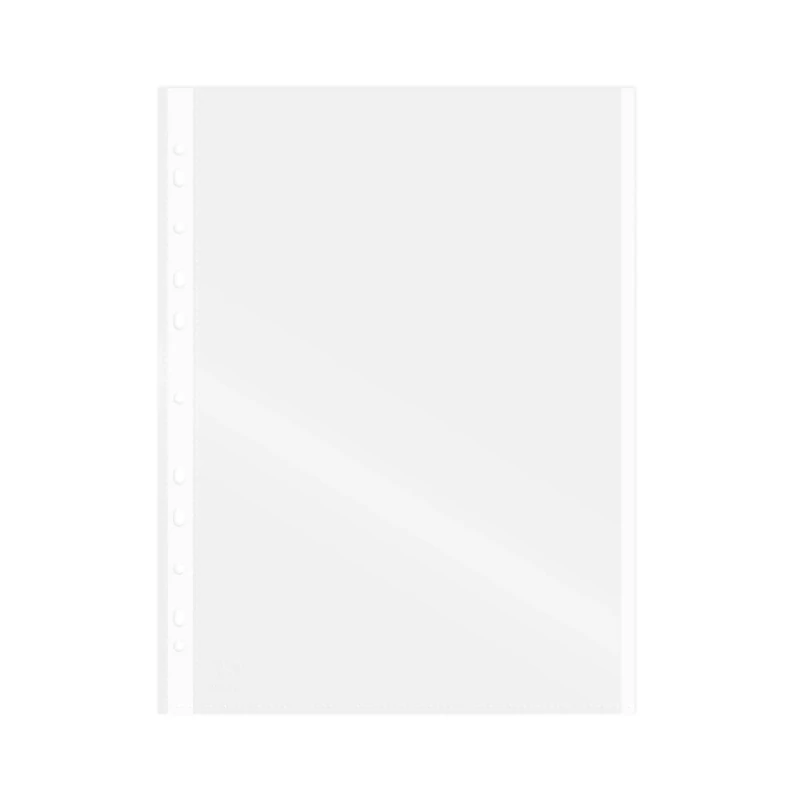 Grafoplás 5501070 Box of 100 Transparent Multi-Drill Pockets, A4, White, 11 Drills, Extra Glass Polypropylene, for Ring Binder