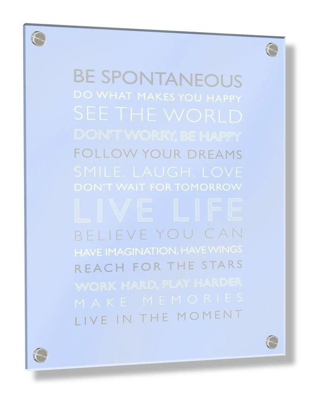 Feel Good Art Wall Mounted Acrylic Frame with Stand-Off Bolts (60 x 40 x 0.6 cm, Large, Baby Blue, Live Life/Nursery Dècor)