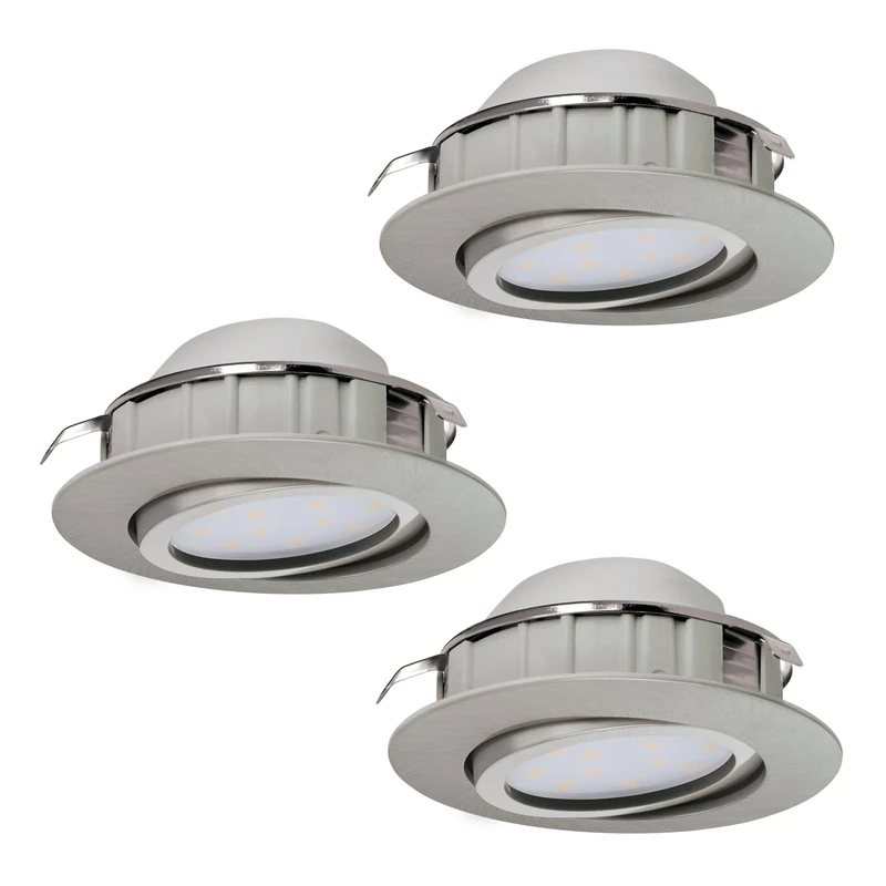 EGLO LED Recessed Ceiling Light, Fest verbaut, 6 W, Matte Nickel