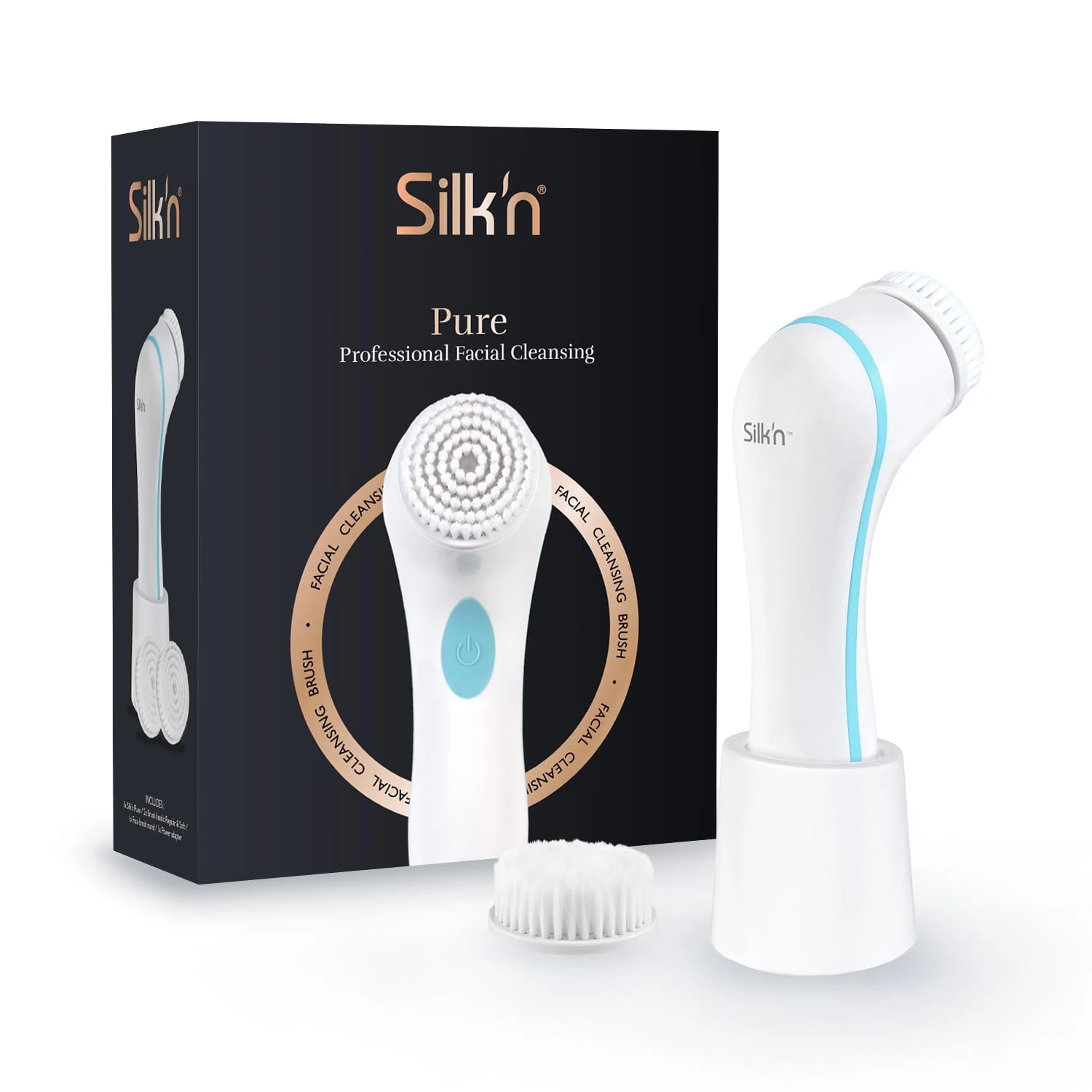 Silk'n Pure Brush Heads, Facial Massage - Gentle Cleansing and Massage for All Skin Types - White - 2 Pieces, SCPB1PE1001