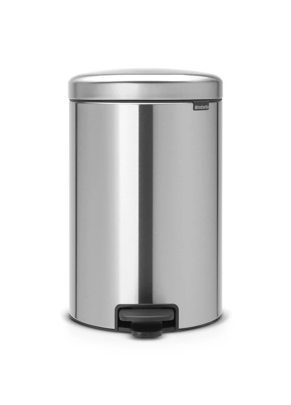 Brabantia NewIcon Pedal Bin 20L (Matt Steel) Soft-Closure Rubbish Bin with Removable Inner Bucket + Free Bin Bags
