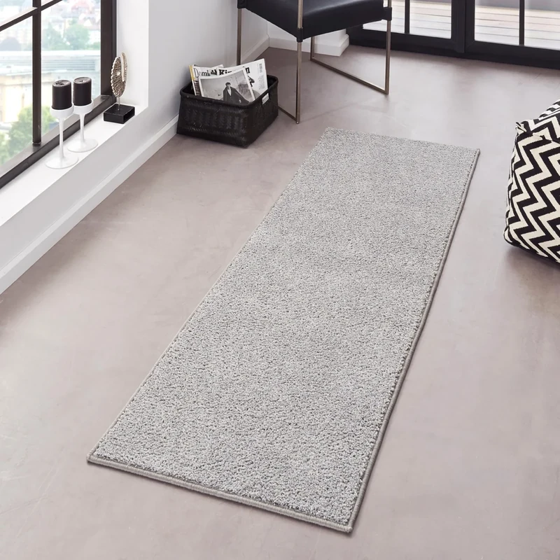 Hanse Home Pure Rug - Living Room Rug Dense Short Pile Robust Bedroom Rug Plain Modern for Dining Room, Living Room, Children's Room, Hallway, Bedroom, Kitchen - Grey, 80 x 400 cm