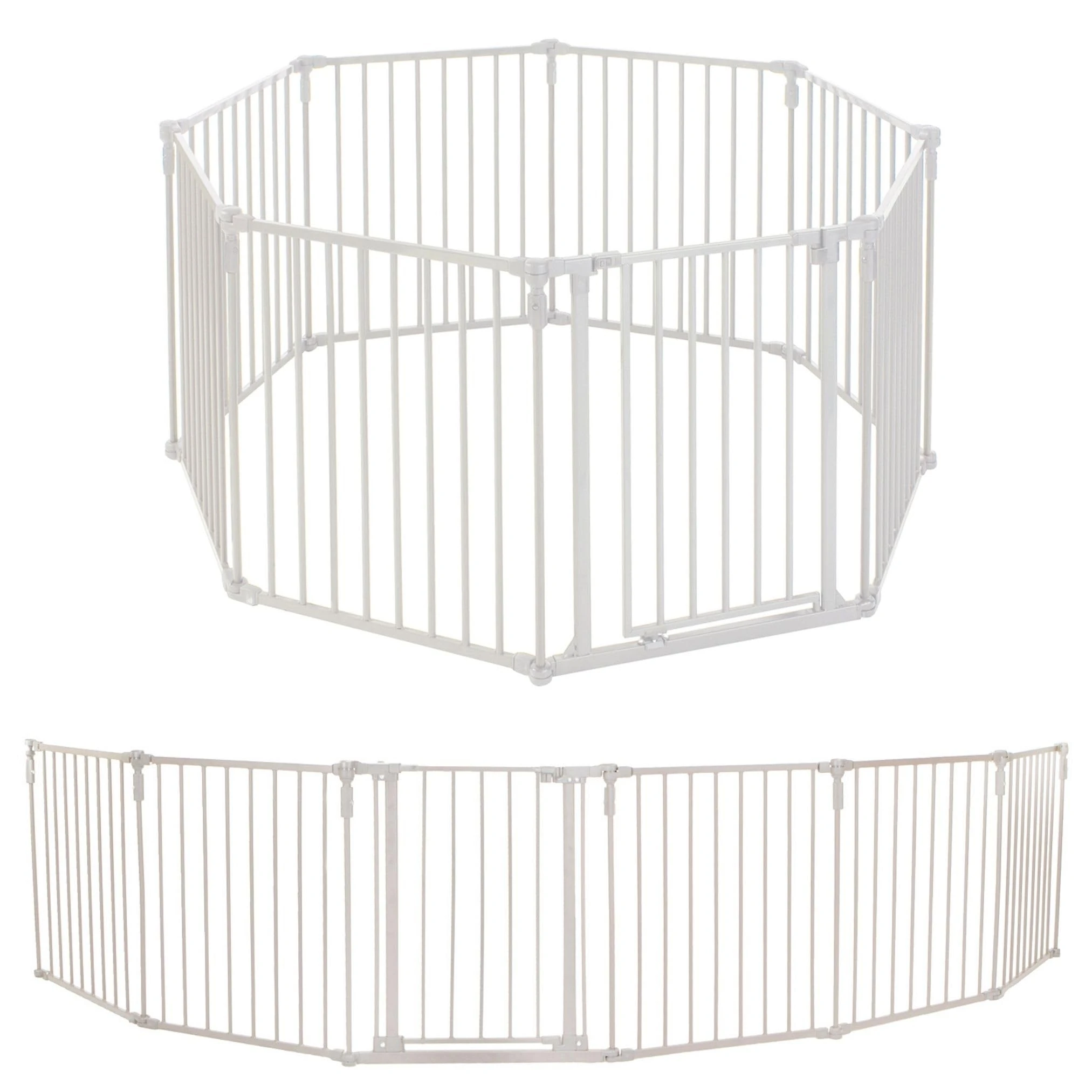 Toddleroo by North States - 3 in 1 Metal Superyard Baby Play Yard: 8 Panel Playpen, Gate, or Extra Wide Fence - Encloses Up to 19 Square Feet - 30 Inches Tall - Taupe
