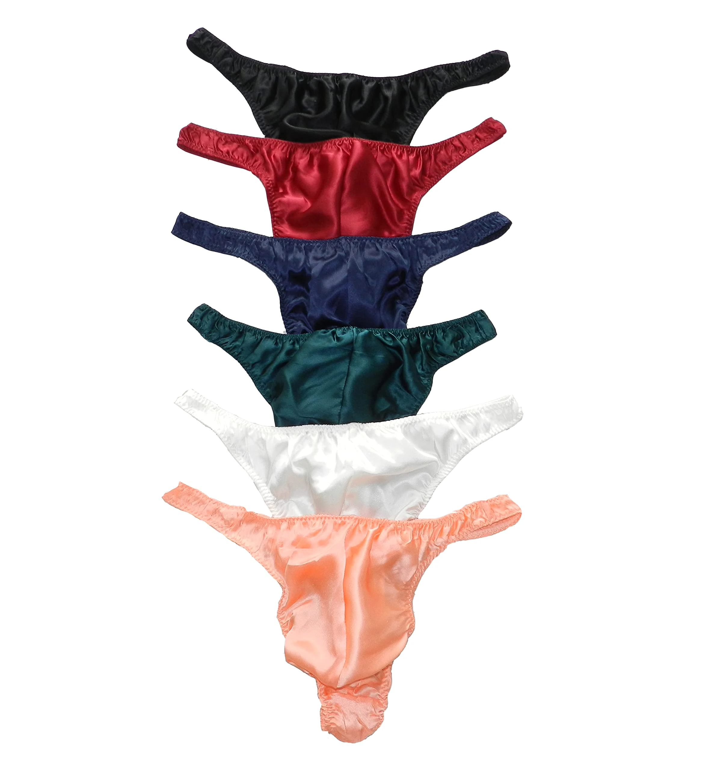Qianya silk Men's Silk Thong Briefs 6 Pairs In One Economic Pack