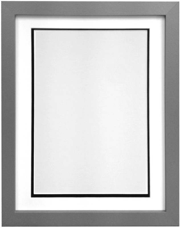 FRAMES BY POST H7 Silver Picture Photo Frame With White/Black Double Mount, 36 x 24-Inch for Picture Size 30 x 20-Inch
