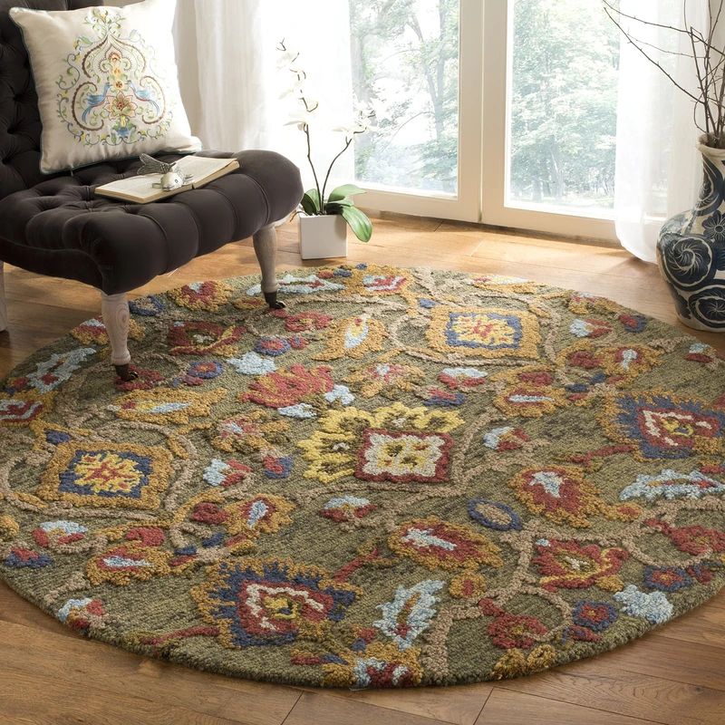 Safavieh Contemporary Rug for Living Room, Dining Room, Bedroom - Blossum Collection, Short Pile, in Multi, 180 x 180 cm