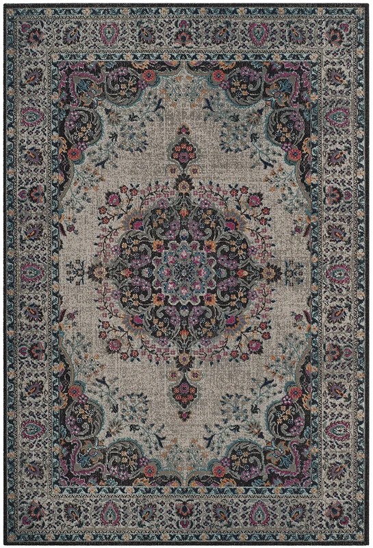 Safavieh Vintage Inspired Indoor Woven Rectangle Area Rug, Artisan Collection, ATN334, in Grey / Fuchsia, 91 X 152 cm for Living Room, Bedroom or Any Indoor Space