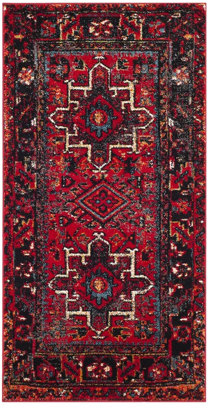 Safavieh Vintage Hamadan Indoor Woven Rectangle Area Rug, Persian Collection, VTH211, in Red/Multi, 79 X 152 cm for Living Room, Bedroom or Any Indoor Space