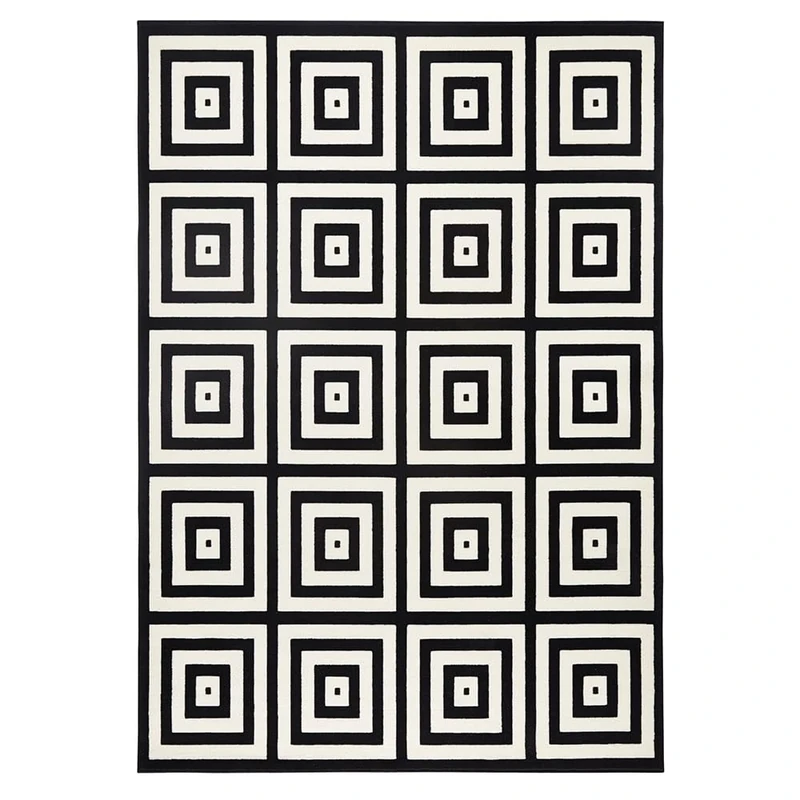 Zala Living Short Pile Velour Rug Mono Black Cream 160 x 230 cm