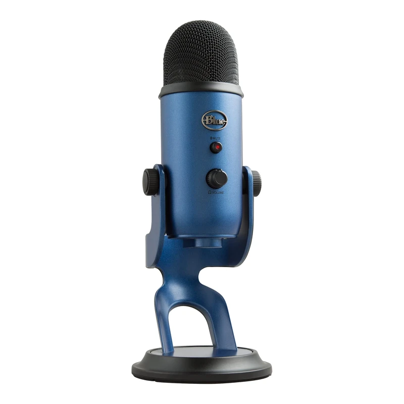 Logitech for Creators Blue Yeti USB Microphone for Recording, Streaming, Gaming, Podcasting on PC and Mac, Condenser Mic for Laptop or Computer with Blue VO!CE Effects, Adjustable Stand - Blue