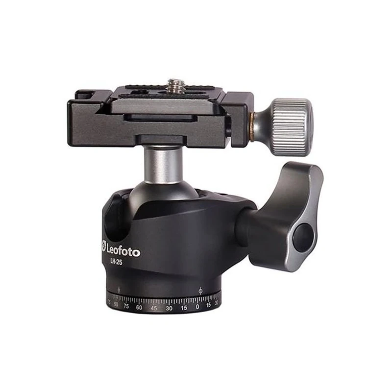 Leofoto - LH-25 Tripod Head with PU-25 Quick Release Plate - Ultra Light and Small - Load Capacity: 6 kg - LH-25+PU-25