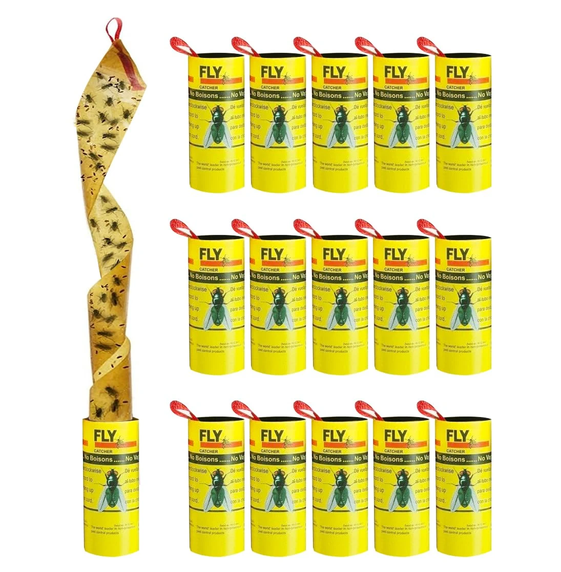 16 Pack Pesticide Free Fly Paper Strips, Sticky Fly Catchers Set Fruit Trap Insect Sticky Trap for Indoors and Outdoors Use