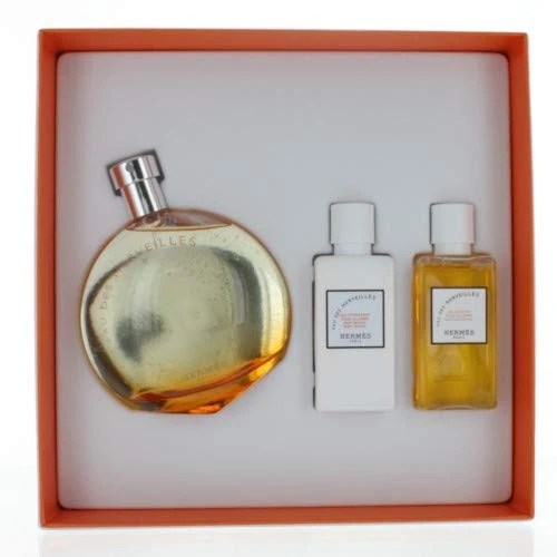 Hermes Eau Des Merveilles Eau De Toilette Body Lotion Shower Gel Gift Set, 100 ml