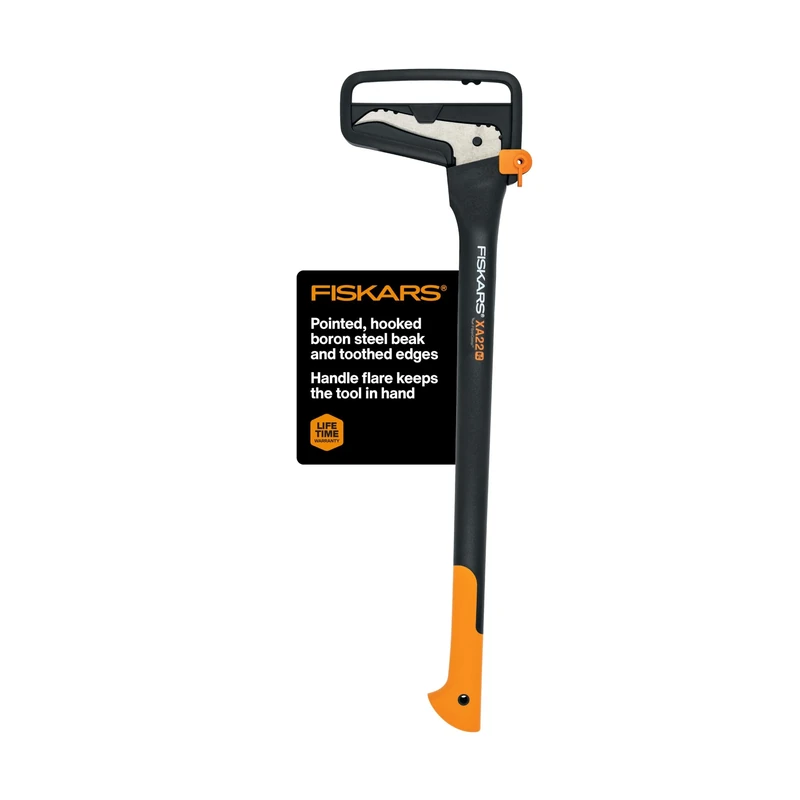 Fiskars 28" Hookaroon - Non-Slip Grip Handle with Pointed, Angled Blade - Landscaping Tool for Rotating, Dragging, Stacking Logs - Black/Orange