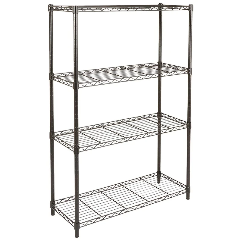 Amazon Basics 4-Shelf Storage Unit With Height Adjustable Shelves and Levelling Feet, 640 kg Max Weight, Black, 35.6 cm D x 91.4 cm W x 137.1 cm H