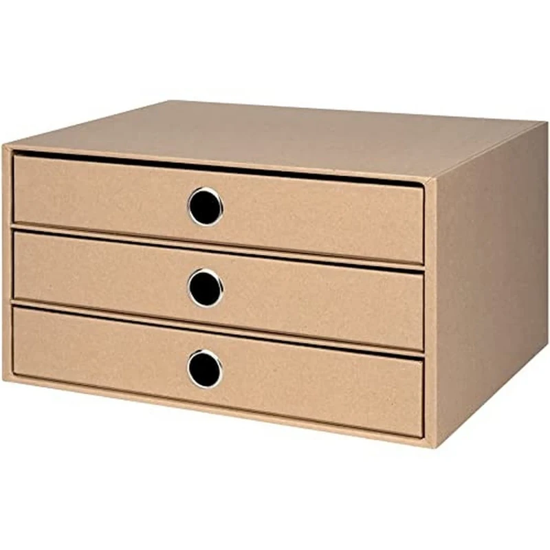 Rössler Papier 1524452623 - S.O.H.O. 3-ladenbak voor A4, met grijpgat, kraft, 343 x 250 x 185 mm, 1 stuk