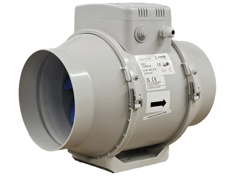 Blauberg UK TURBO-150 Blauberg Turbo Mixed Flow in Line Extractor Fan 150 mm, 173 W, 240 V, Grey - Image 1