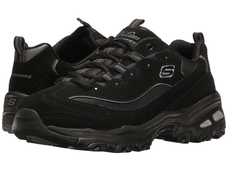 Skechers Women's D'lites biggest Fan Fashion Sneaker, Black, 4 UK Wide
