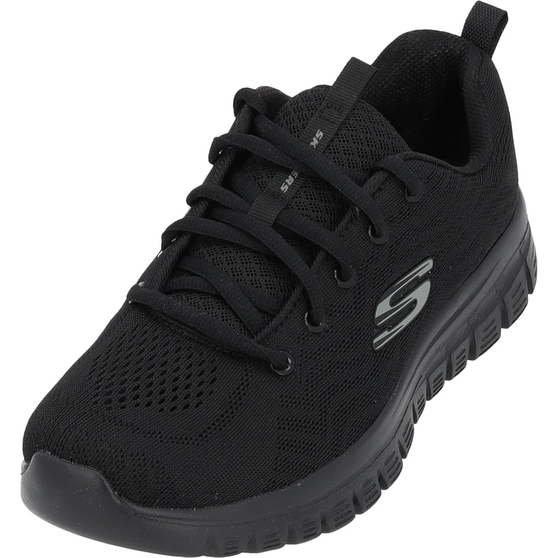 Skechers Women's Graceful Get Connected Sneaker, Black Mesh Trim, 3 UK