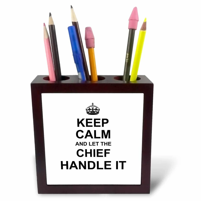 3dRose ph_233170_1 5-Inch"Keep Calm and Let The Chief Handle It" Tile Pen Holder - Image 1