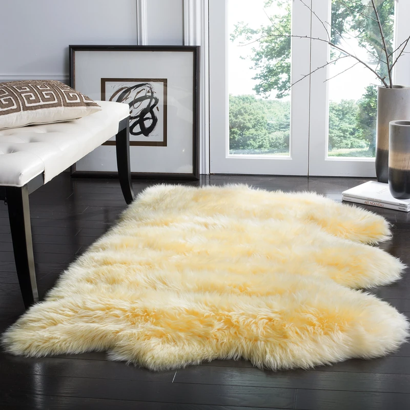 Safavieh Reese Rug, Sheepskin, Champagne, 91 x 152 x 3.81 cm