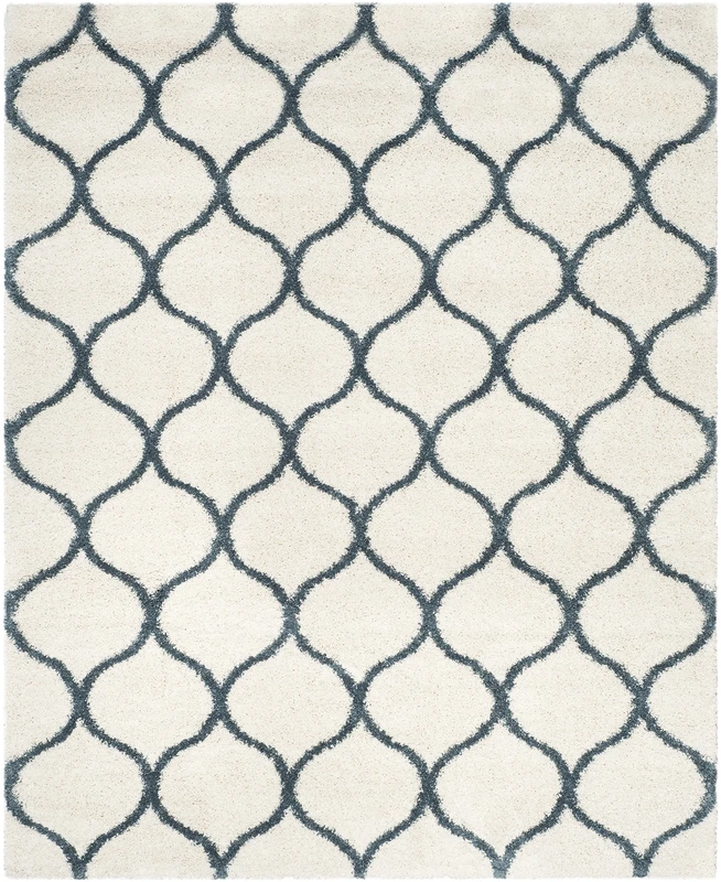 Safavieh Shaggy Indoor Woven Rectangle Area Rug, Hudson Shag Collection, SGH280, in Ivory/Slate Blue, 183 x 274 cm for Living Room, Bedroom or Any Indoor Space